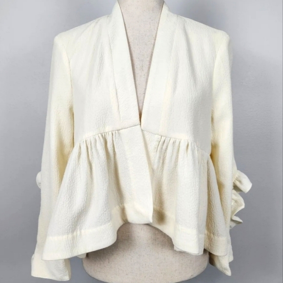 Anthropologie Current Air Ivory Ruffled Jacket S - Picture 1 of 5